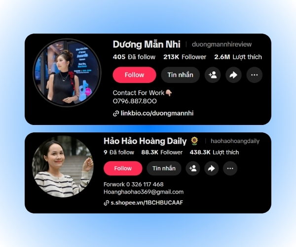 Hai kênh TikTok của hai KOC Dương Mẫn Nhi và Hảo Hảo Hoàng Daily 🌻được lựa chọn cho dự án “Ngày của Con” tại Aeon Mall Long Biên và Tân An